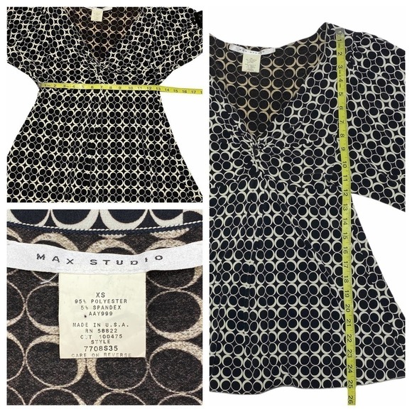 MAX Studio Black Geometric 3/4 Sleeve Blouse - Picture 10 of 10